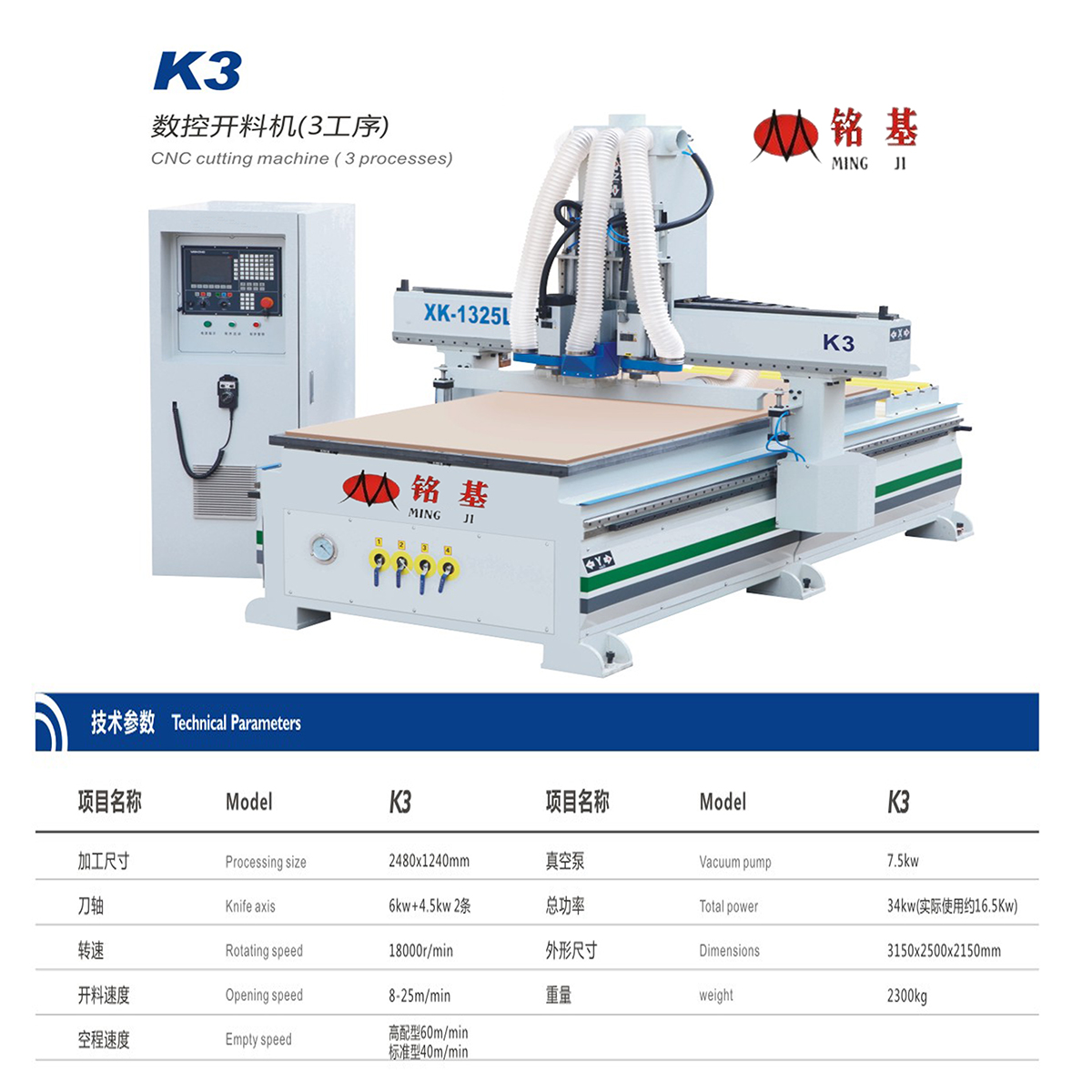 銘基機(jī)械供應(yīng)MJ30三工序數(shù)控開料機(jī) 三頭雕刻機(jī)